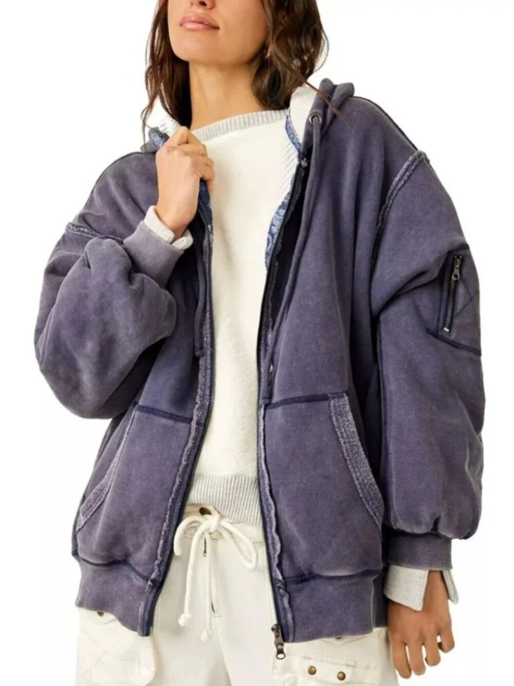 Free People We The Free By Your Side Lined Hoodie in Starless Sky Size Large